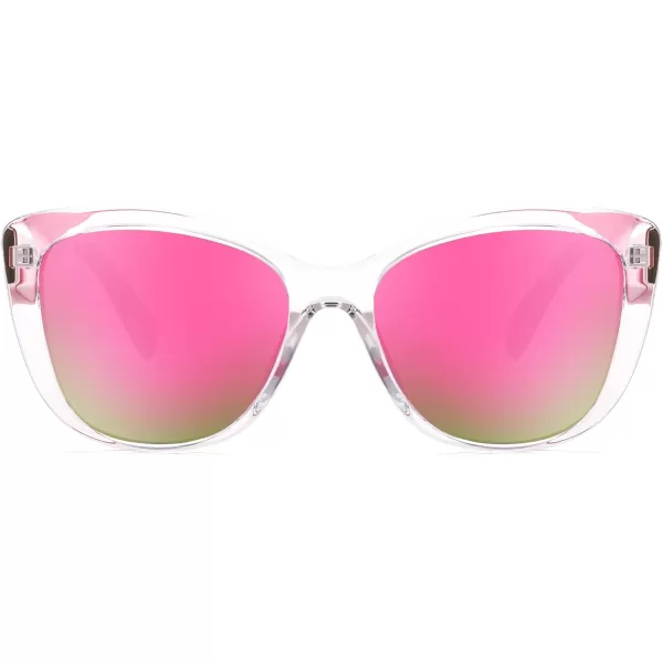 FEISEDY Polarized Vintage Sunglasses American Womens Square Jackie O Cat Eye Sunglasses B2451Pink Mirror