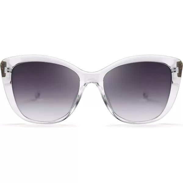 FEISEDY Polarized Vintage Sunglasses American Womens Square Jackie O Cat Eye Sunglasses B2451Transparent Grey