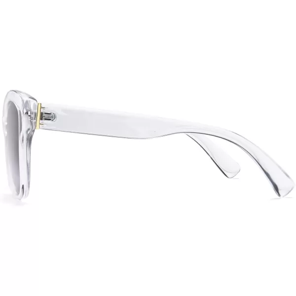 FEISEDY Polarized Vintage Sunglasses American Womens Square Jackie O Cat Eye Sunglasses B2451Transparent Grey
