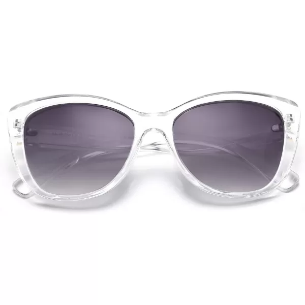 FEISEDY Polarized Vintage Sunglasses American Womens Square Jackie O Cat Eye Sunglasses B2451Transparent Grey