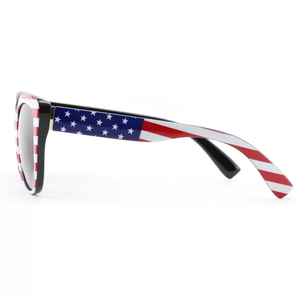 FEISEDY Polarized Vintage Sunglasses American Womens Square Jackie O Cat Eye Sunglasses B2451Usa American Flag