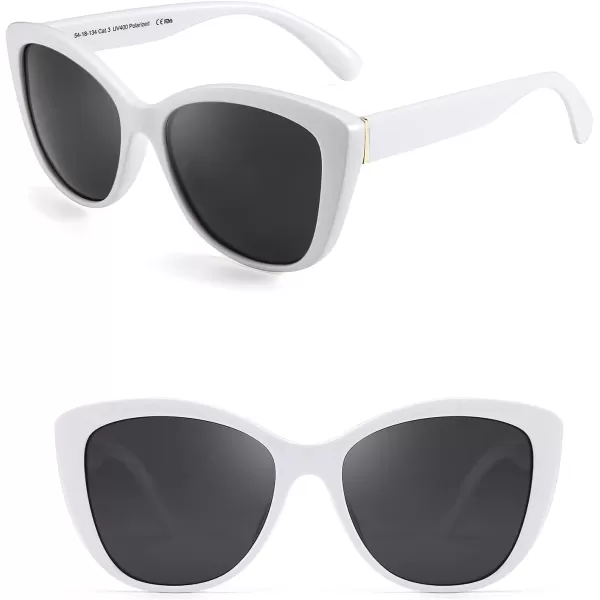 FEISEDY Polarized Vintage Sunglasses American Womens Square Jackie O Cat Eye Sunglasses B2451White
