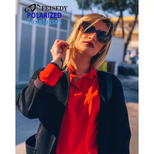 FEISEDY Polarized Vintage Sunglasses American Womens Square Jackie O Cat Eye Sunglasses B2451Wine
