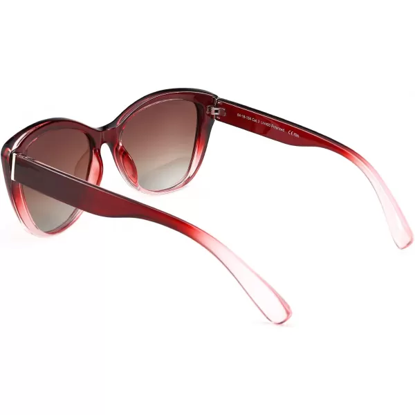 FEISEDY Polarized Vintage Sunglasses American Womens Square Jackie O Cat Eye Sunglasses B2451Wine