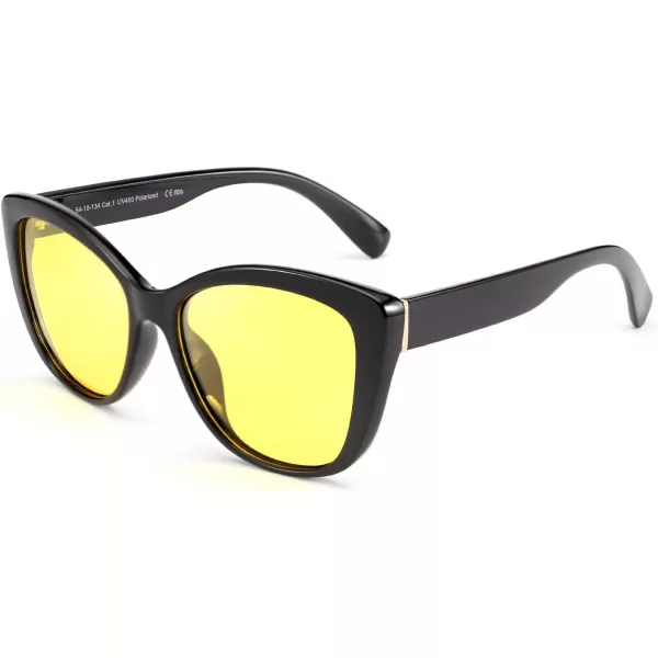 FEISEDY Polarized Vintage Sunglasses American Womens Square Jackie O Cat Eye Sunglasses B2451Yellow