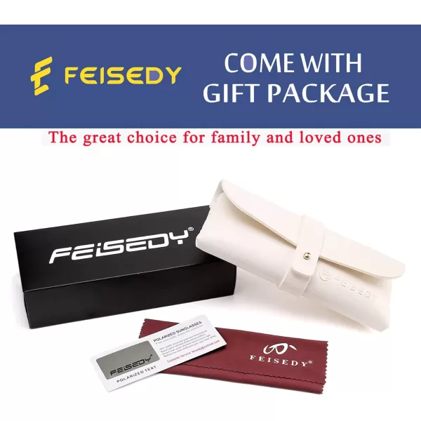 FEISEDY Polarized Women Square Sunglasses Sparkling Composite Shiny Frame B22893 Champagne