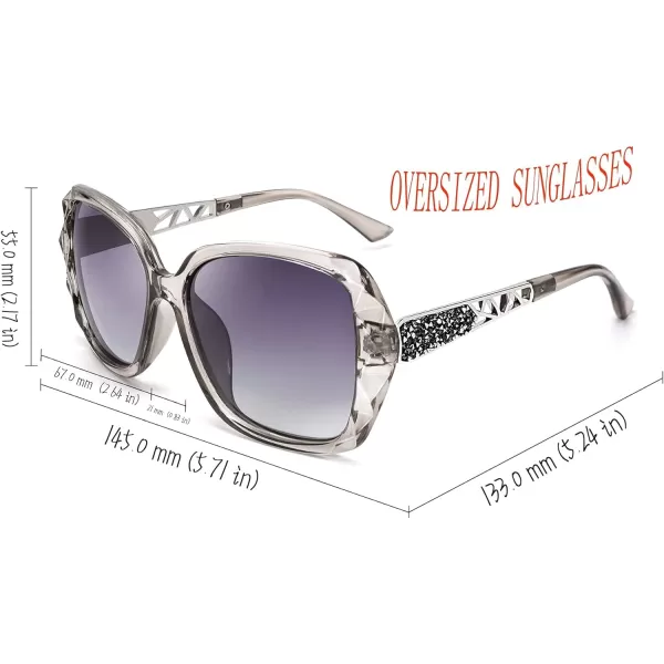 FEISEDY Polarized Women Square Sunglasses Sparkling Composite Shiny Frame B2289Gray