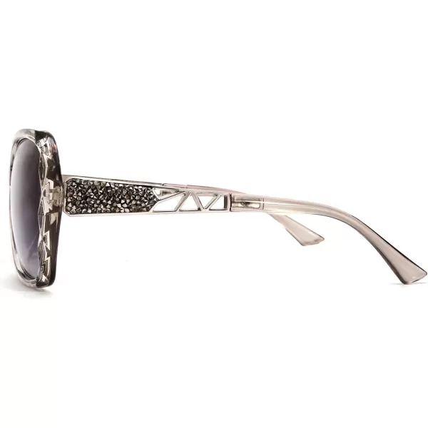 FEISEDY Polarized Women Square Sunglasses Sparkling Composite Shiny Frame B2289Gray