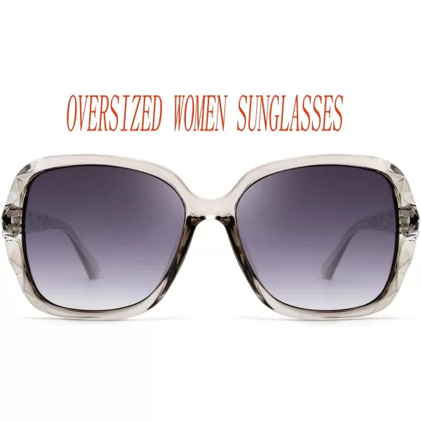 FEISEDY Polarized Women Square Sunglasses Sparkling Composite Shiny Frame B2289Gray