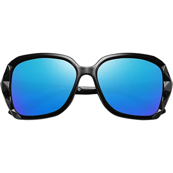 FEISEDY Polarized Women Square Sunglasses Sparkling Composite Shiny Frame B2289Ice Blue