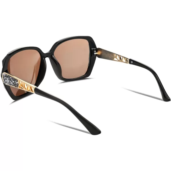 FEISEDY Polarized Women Square Sunglasses Sparkling Composite Shiny Frame B2289Ice Blue