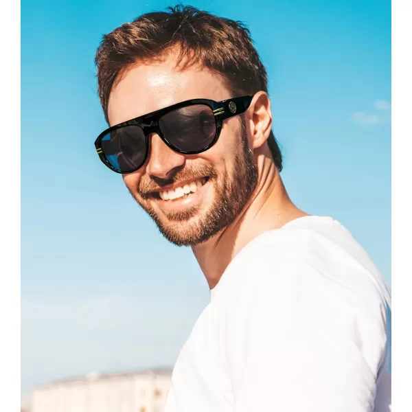 FEISEDY Retro Polarized Oversized Sunglasses for Men Women Trendy 70s Vintage Plastic Frame Sun Glasses B4150Black