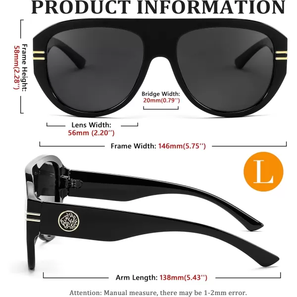 FEISEDY Retro Polarized Oversized Sunglasses for Men Women Trendy 70s Vintage Plastic Frame Sun Glasses B4150Black