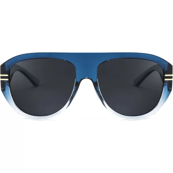 FEISEDY Retro Polarized Oversized Sunglasses for Men Women Trendy 70s Vintage Plastic Frame Sun Glasses B4150Blue  Clear