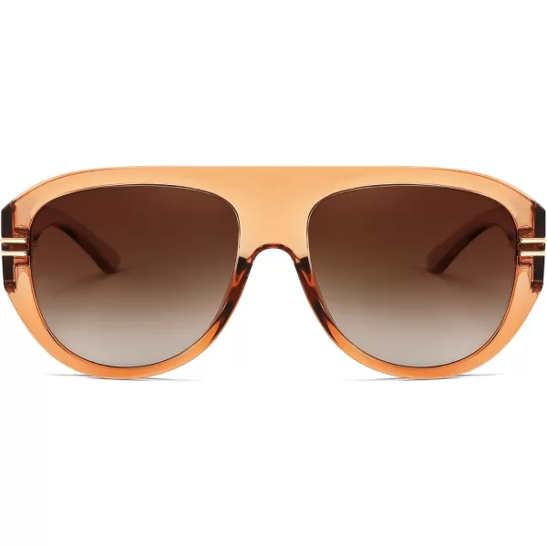 FEISEDY Retro Polarized Oversized Sunglasses for Men Women Trendy 70s Vintage Plastic Frame Sun Glasses B4150Champagne