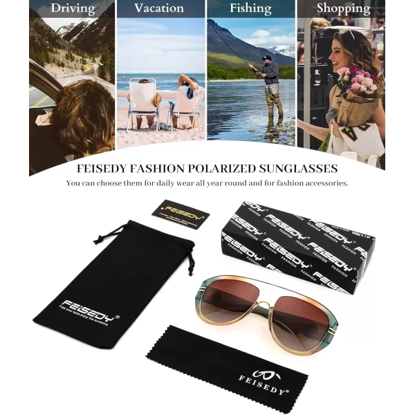 FEISEDY Retro Polarized Oversized Sunglasses for Men Women Trendy 70s Vintage Plastic Frame Sun Glasses B4150Green  Yellow