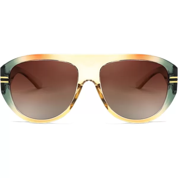 FEISEDY Retro Polarized Oversized Sunglasses for Men Women Trendy 70s Vintage Plastic Frame Sun Glasses B4150Green  Yellow