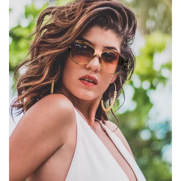 FEISEDY Retro Polarized Oversized Sunglasses for Men Women Trendy 70s Vintage Plastic Frame Sun Glasses B4150Green  Yellow