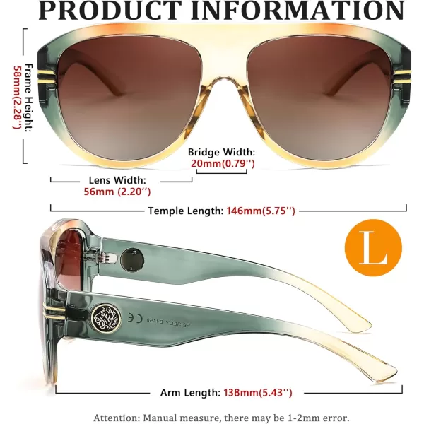 FEISEDY Retro Polarized Oversized Sunglasses for Men Women Trendy 70s Vintage Plastic Frame Sun Glasses B4150Green  Yellow