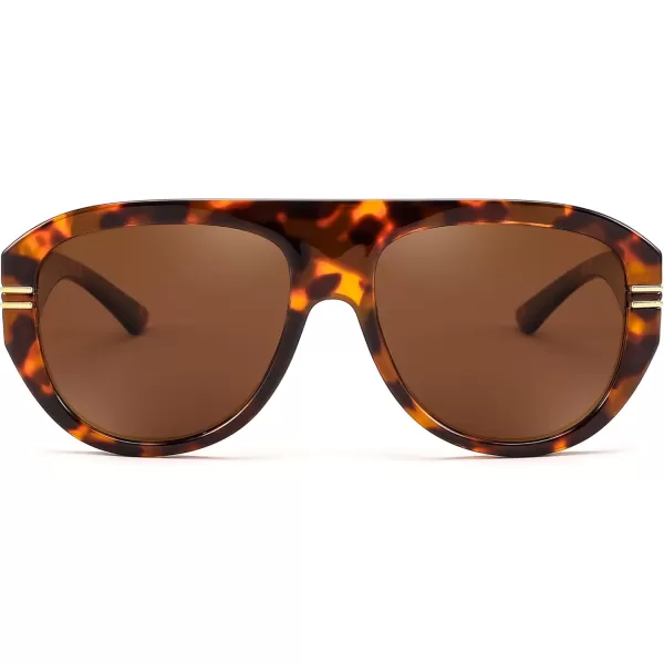 FEISEDY Retro Polarized Oversized Sunglasses for Men Women Trendy 70s Vintage Plastic Frame Sun Glasses B4150Leopard