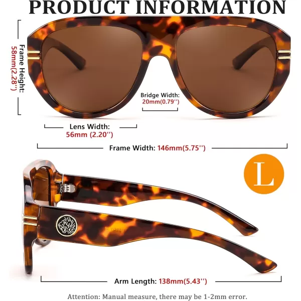 FEISEDY Retro Polarized Oversized Sunglasses for Men Women Trendy 70s Vintage Plastic Frame Sun Glasses B4150Leopard