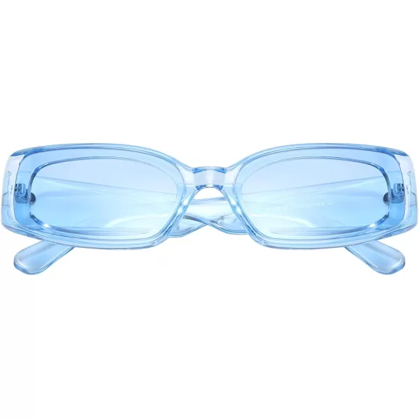FEISEDY Retro Rectangle Sunglasses Women Men Vintage 90s Small Glasses Thick Narrow Fashion Y2K Plastic Glasses B2462Clear Blue
