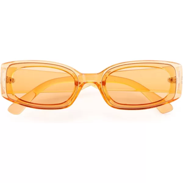 FEISEDY Retro Rectangle Sunglasses Women Men Vintage 90s Small Glasses Thick Narrow Fashion Y2K Plastic Glasses B2462Clear Orange