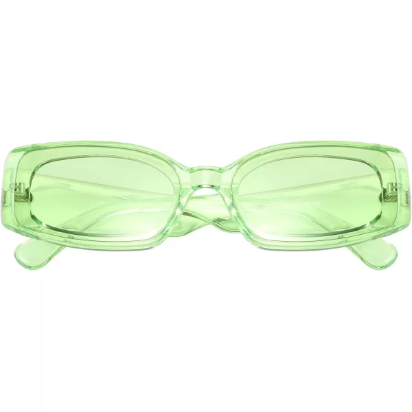 FEISEDY Retro Rectangle Sunglasses Women Men Vintage 90s Small Glasses Thick Narrow Fashion Y2K Plastic Glasses B2462Green