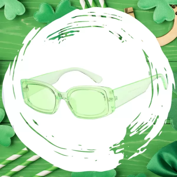 FEISEDY Retro Rectangle Sunglasses Women Men Vintage 90s Small Glasses Thick Narrow Fashion Y2K Plastic Glasses B2462Green