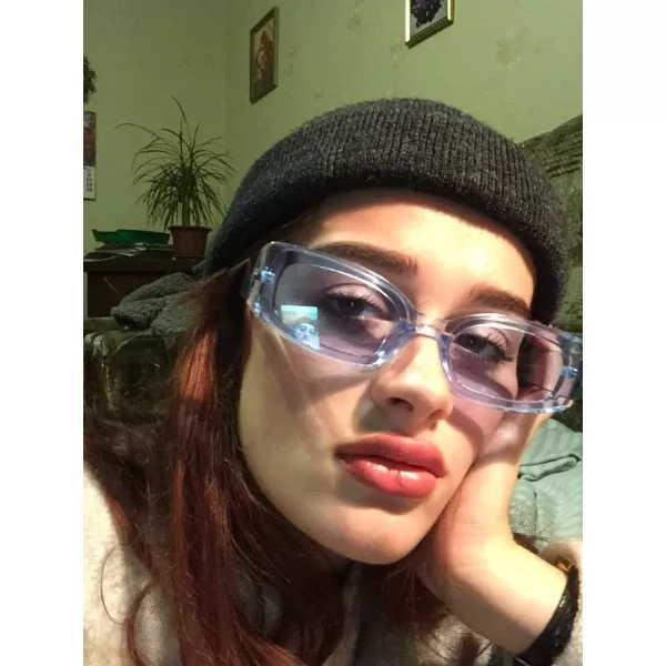 FEISEDY Retro Rectangle Sunglasses Women Men Vintage 90s Small Glasses Thick Narrow Fashion Y2K Plastic Glasses B2462Transparent