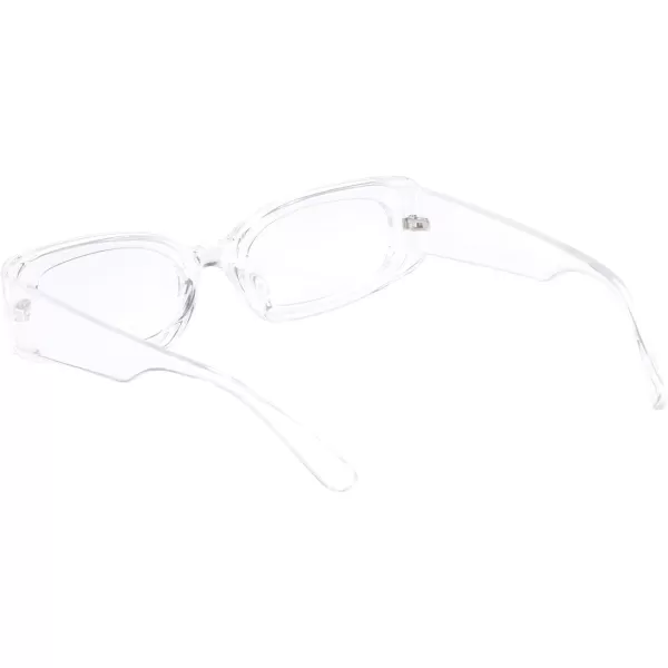 FEISEDY Retro Rectangle Sunglasses Women Men Vintage 90s Small Glasses Thick Narrow Fashion Y2K Plastic Glasses B2462Transparent