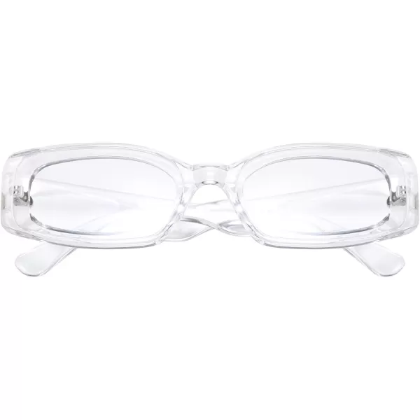 FEISEDY Retro Rectangle Sunglasses Women Men Vintage 90s Small Glasses Thick Narrow Fashion Y2K Plastic Glasses B2462Transparent