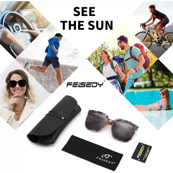 FEISEDY Retro Square Polarized Sunglasses Women Men Vintage Minimalist Shades B2600Camouflage Frame