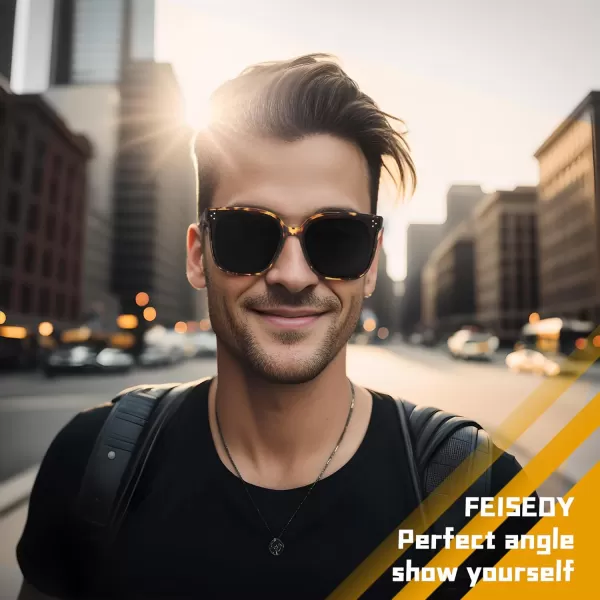FEISEDY Retro Square Polarized Sunglasses Women Men Vintage Minimalist Shades B2600Camouflage Frame