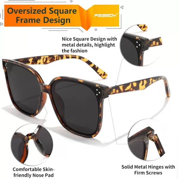 FEISEDY Retro Square Polarized Sunglasses Women Men Vintage Minimalist Shades B2600Camouflage Frame