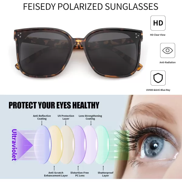 FEISEDY Retro Square Polarized Sunglasses Women Men Vintage Minimalist Shades B2600Camouflage Frame