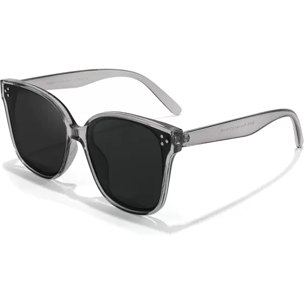 FEISEDY Retro Square Polarized Sunglasses Women Men Vintage Minimalist Shades B2600Gray Diamond