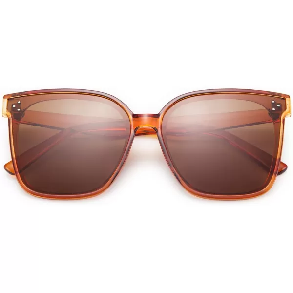 FEISEDY Retro Square Polarized Sunglasses Women Men Vintage Minimalist Shades B2600Jacinth