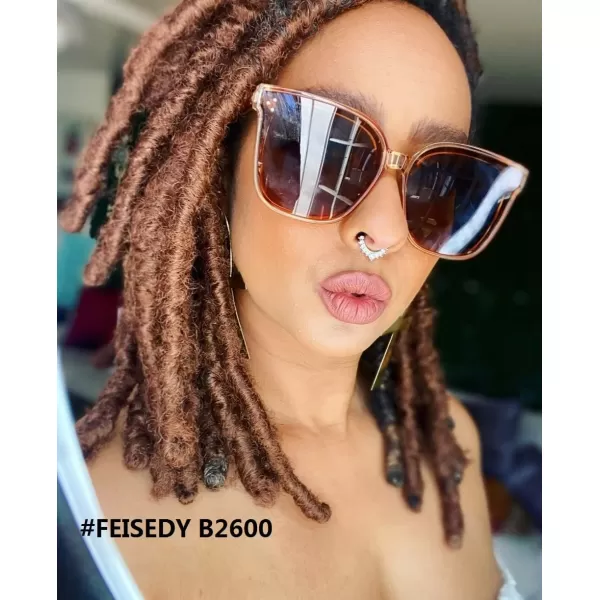 FEISEDY Retro Square Polarized Sunglasses Women Men Vintage Minimalist Shades B2600Jacinth