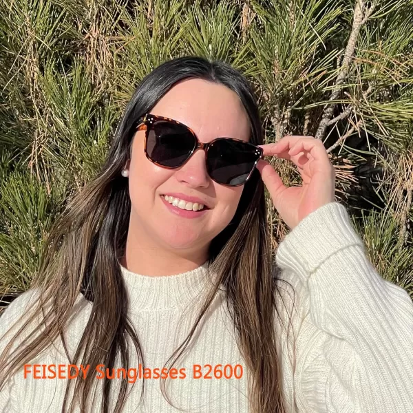 FEISEDY Retro Square Polarized Sunglasses Women Men Vintage Minimalist Shades B2600Leopard Frame Grey Lens