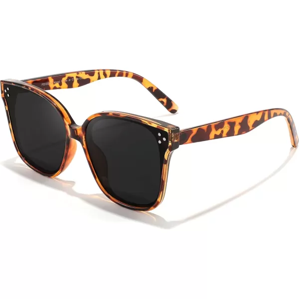 FEISEDY Retro Square Polarized Sunglasses Women Men Vintage Minimalist Shades B2600Leopard Frame Grey Lens
