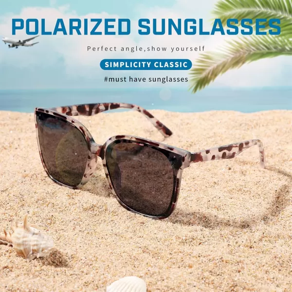 FEISEDY Retro Square Polarized Sunglasses Women Men Vintage Minimalist Shades B2600Marble Frame