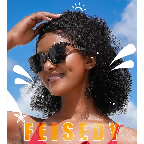 FEISEDY Retro Square Polarized Sunglasses Women Men Vintage Minimalist Shades B2600Marble Frame