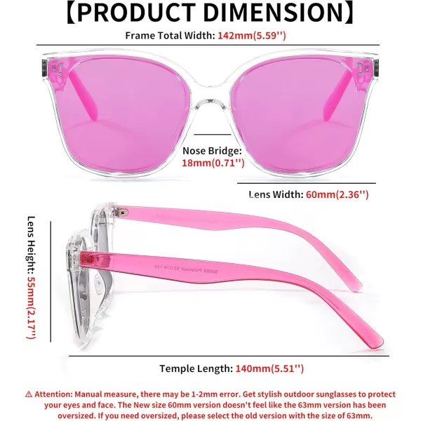 FEISEDY Retro Square Polarized Sunglasses Women Men Vintage Minimalist Shades B2600Transparentpink