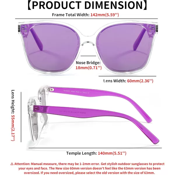 FEISEDY Retro Square Polarized Sunglasses Women Men Vintage Minimalist Shades B2600Transparentpurple