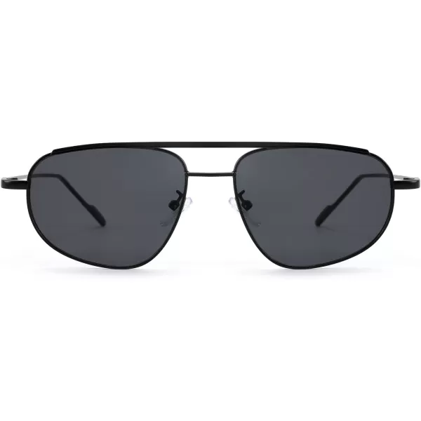 FEISEDY Retro Trendy Aviator Sunglasses Women Men 90s Small Vintage Glasses Stylish Gold Metal Oval Sunglasses B2906001 Black FrameGray Lens