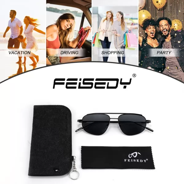 FEISEDY Retro Trendy Aviator Sunglasses Women Men 90s Small Vintage Glasses Stylish Gold Metal Oval Sunglasses B2906001 Black FrameGray Lens