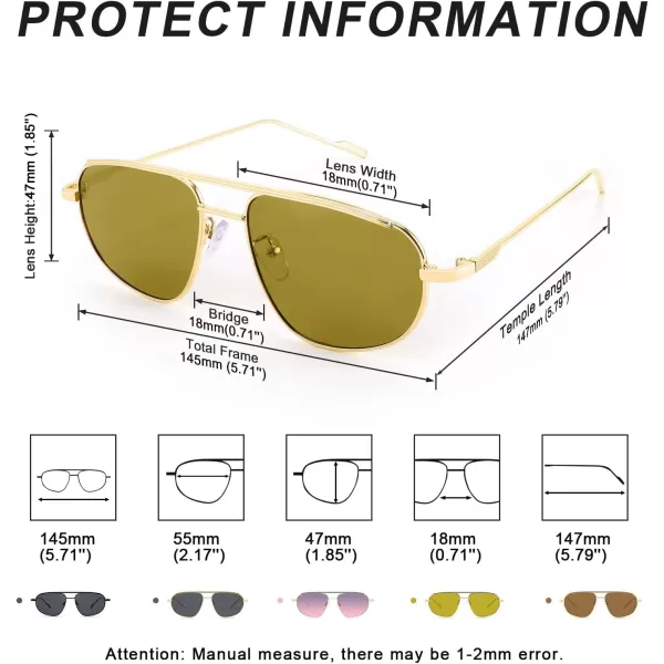 FEISEDY Retro Trendy Aviator Sunglasses Women Men 90s Small Vintage Glasses Stylish Gold Metal Oval Sunglasses B2906004 Gold FrameDark Green Lens