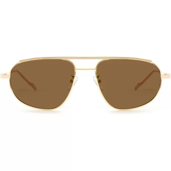 FEISEDY Retro Trendy Aviator Sunglasses Women Men 90s Small Vintage Glasses Stylish Gold Metal Oval Sunglasses B2906005 Gold FrameTea Lens