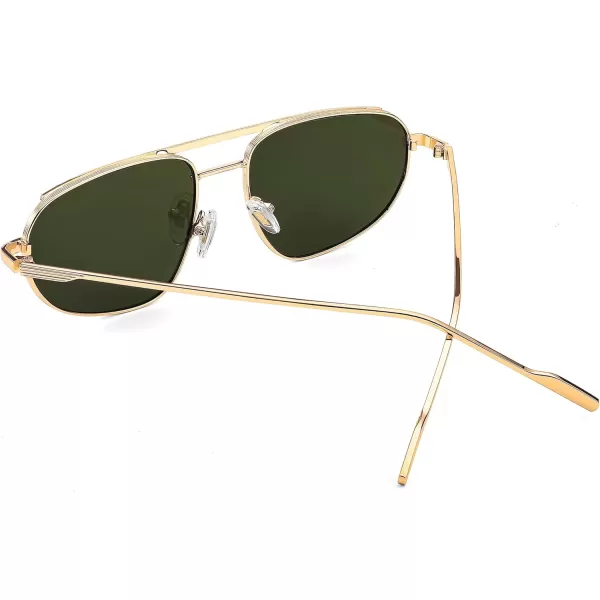 FEISEDY Retro Trendy Aviator Sunglasses Women Men 90s Small Vintage Glasses Stylish Gold Metal Oval Sunglasses B2906Gold FrameBlackish Green Lens
